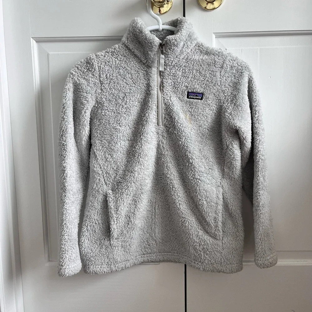Girls Patagonia Los Gatos 1/4 zip fleece, gray, size L - Picture 1 of 5